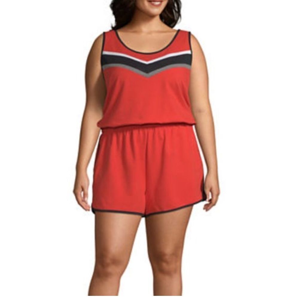 Ladies New without Tags Flirtitude Avtive Brand Red Sleeveless Romper Size Small